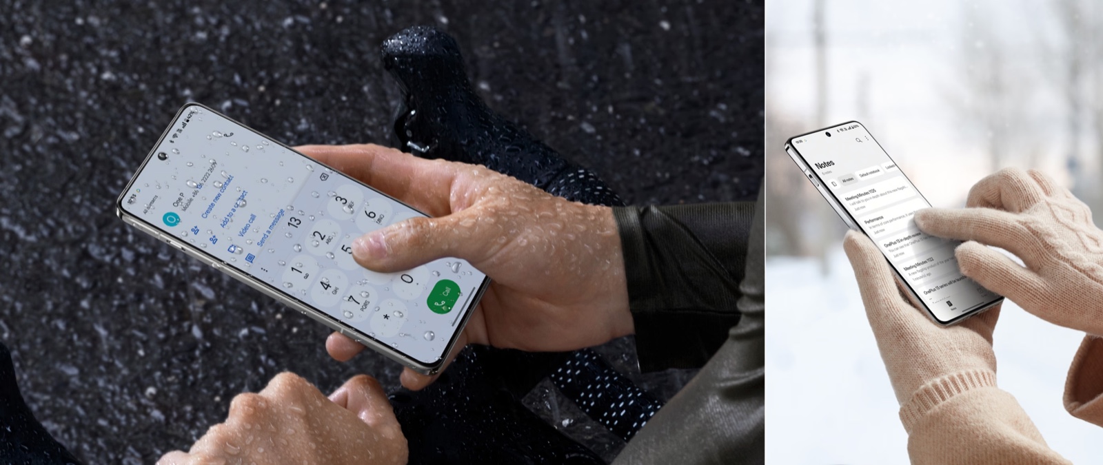 Complete OnePlus rain and winter feature composite