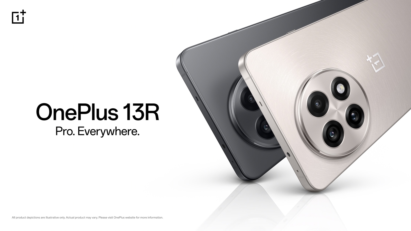 OnePlus 13R hero key visual with complete campaign typography and product imagery